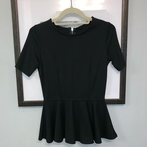 Black Short Sleeve Peplum Top